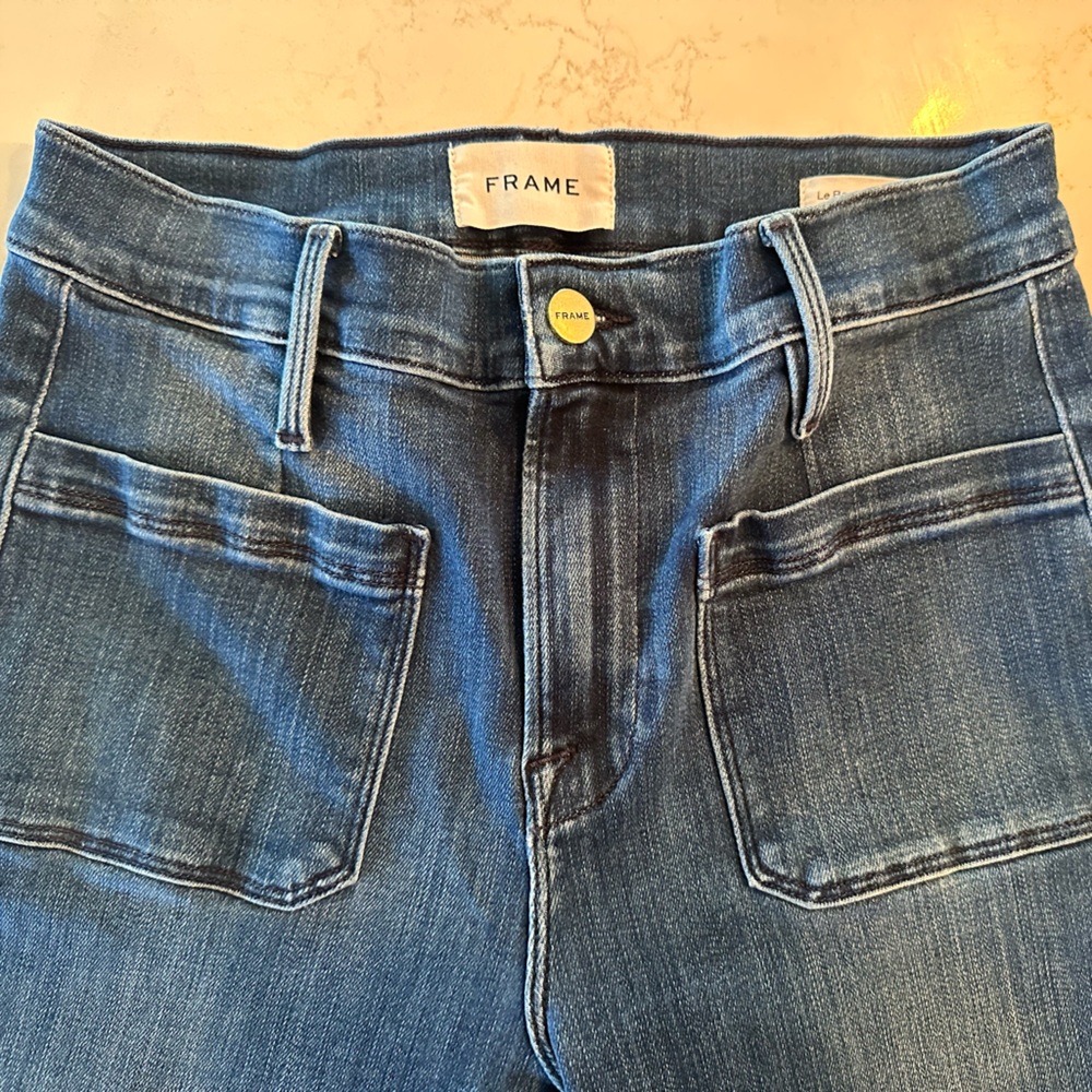 Anthropologie Frame Denim Le Bardot Crop Flare Sz 26 Jeans Dark Wash